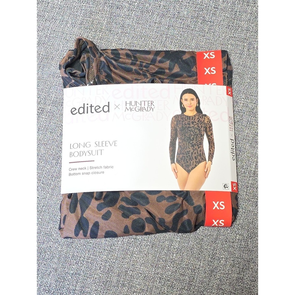 Edited Long Sleeve Bodysuit Leopard Women's Size X Small